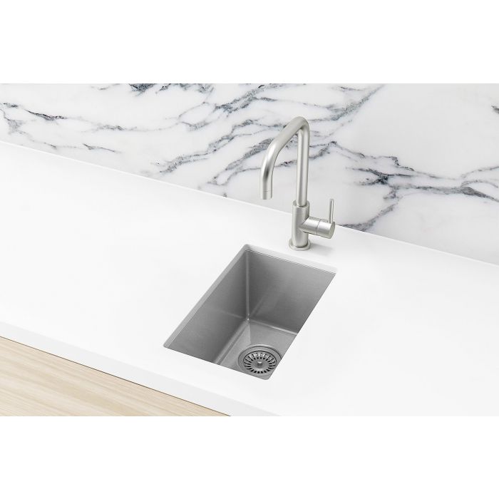 Meir 382mm x 272mm Single Bowl Kitchen Bar Sink - Brushed Nickel