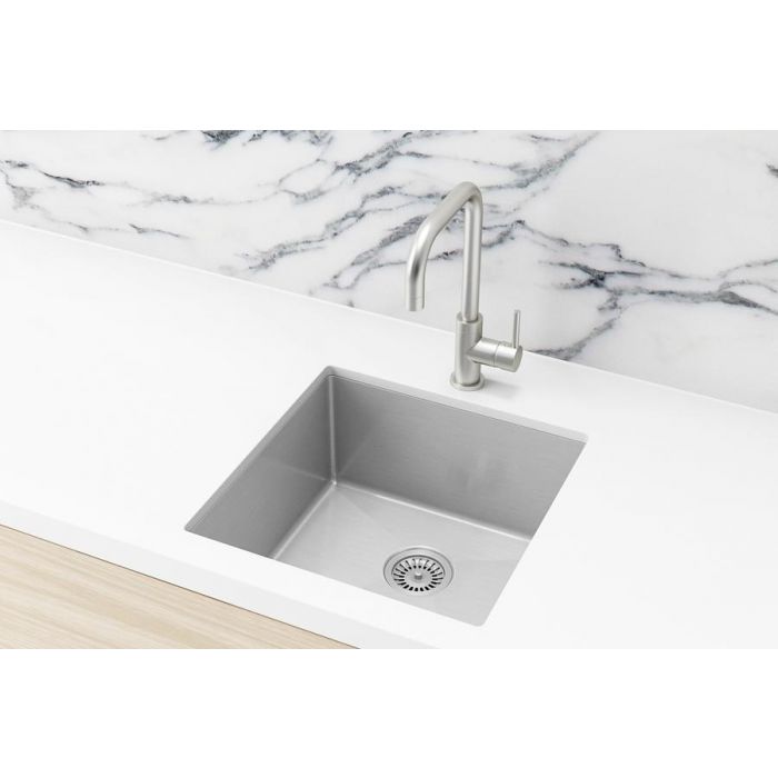 Meir 380mm x 440mm Single Bowl Kitchen Sink - Brushed Nickel