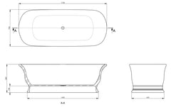 Cambridge 174 x 76 TitanCast Solid Surface Freestanding Bath - Satin Silk White