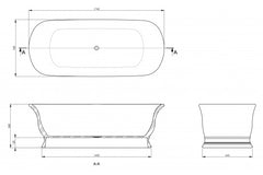 Cambridge 174 x 76 TitanCast Solid Surface Freestanding Bath - Gloss White