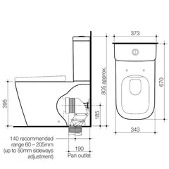 Caroma Luna Square Cleanflush Wall Faced Toilet Suite - Bottom Inlet