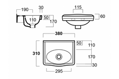 Claremont 38 x 31 Wall Hung Basin Without Tap Hole