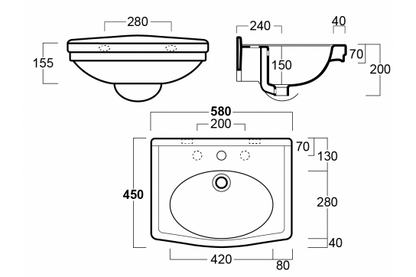 Claremont 58 x 45 Wall Hung Basin