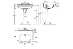 Claremont 68 x 51 Basin & Pedestal without Taphole