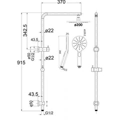 ACL Cora Round Multifunctional Shower Matt Black