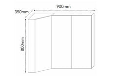 Adp Glacier Offset Corner Mirrored Cabinet 900, 3 doors