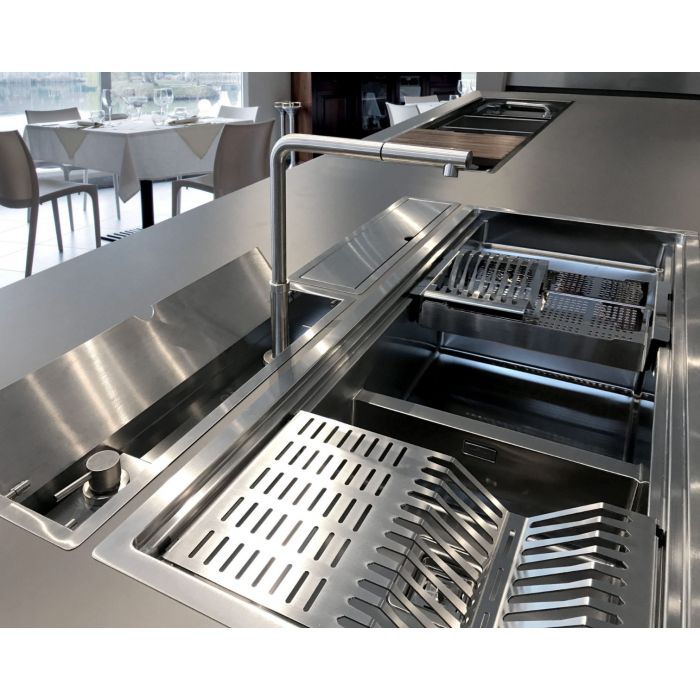 Linsol Domena Telescopic Pull Out Mixer Brushed Stainless Steel