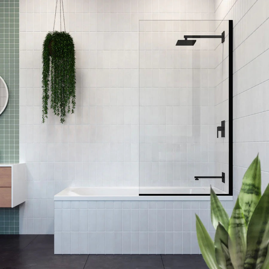 Decina Cascade Frameless Pivot Panel Bath Shower Screen Matte Black 7 Days Plumbing And