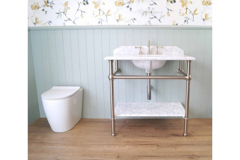 Mayer Basin Stand With 90 x 55 Real Carrara Marble Top
