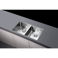 Meir 860mm x 440m Double Bowl Kitchen Sink - Brushed Nickel