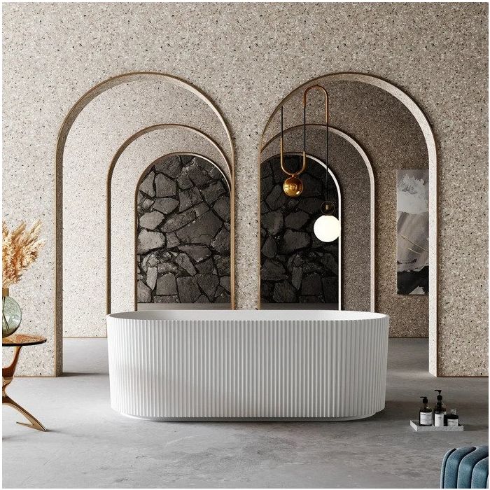 Cassa V-Groove Round 1700mm Bathtub - Matte White