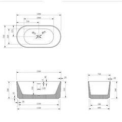 Cassa V-Groove Round 1500mm Bathtub - Matte White