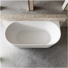 Cassa V-Groove Back to Wall 1500mm Freestanding Bath - Matte White