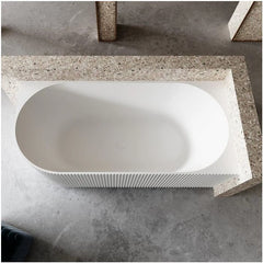 Cassa V-Groove 1700mm Right Side Corner Back To Wall Bath - Matte White