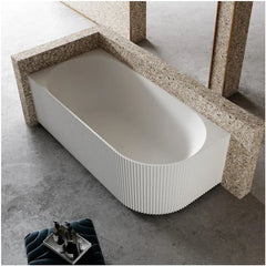 Cassa V-Groove 1700mm Left Side Corner Back To Wall Bath - Matte White