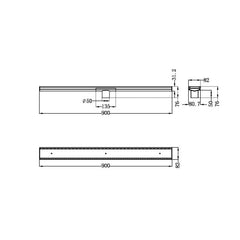 Nero 900mm Tile Insert V Channel Floor Grate 50mm Outlet - Brushed Gold