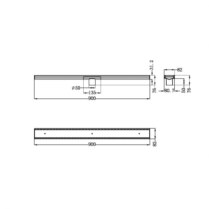 Nero 900mm Tile Insert V Channel Floor Grate 50mm Outlet - Gun Metal
