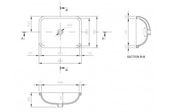 Fino 55 X 41 Under Counter Basin - Gloss White