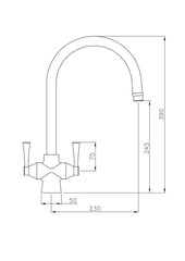 Gosford Double Sink Mixer - Chrome