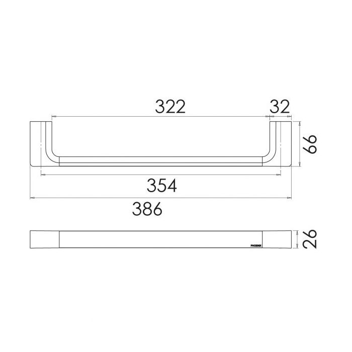 Phoenix Gloss Hand Towel Rail - Matte Black