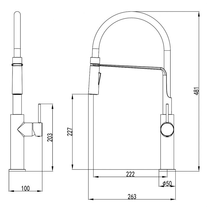 Ikon Hali Pull Down Sink Mixer Chrome