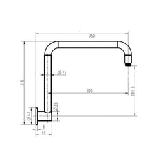 Modern National High Rise Shower Arm Matte Black