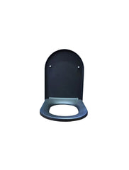 Haron Onyx Matte Black Toilet Seat D Shape Standard Close Top & Bottom Fix Hinges TS-2180