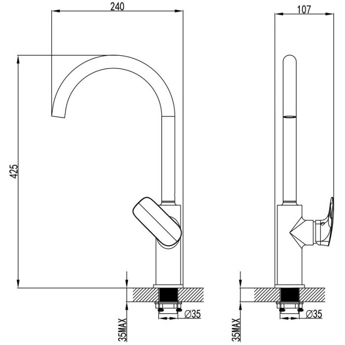 Ikon Kara Gooseneck Sink Mixer