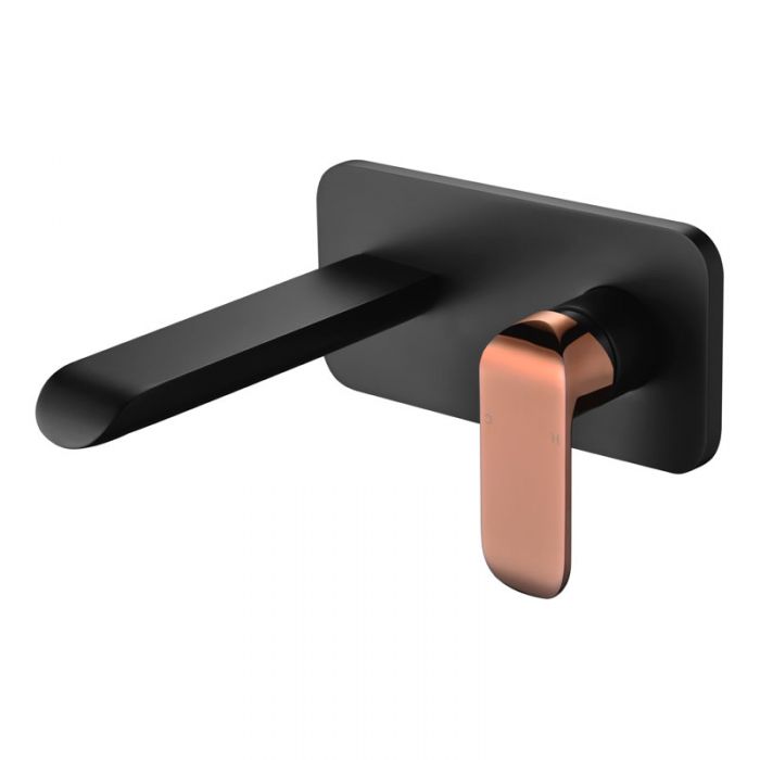 Ikon Kara Wall Combination Mixer Matt Black and Rose Gold