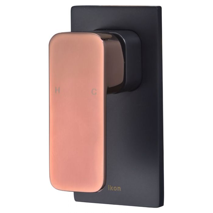 Ikon Seto Shower Mixer Matt Black and Rose Gold