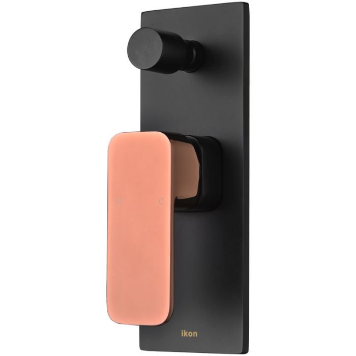 Ikon Seto Shower Mixer with Divertor Matt Black and Rose Gold