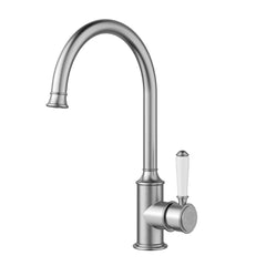 ACL Clasico Gooseneck Sink Mixer with Ceramic Handle - Brushed Nickel