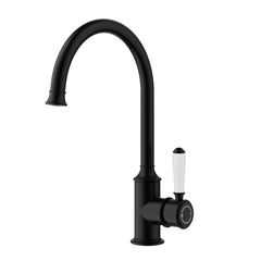 ACL Clasico Gooseneck Sink Mixer with Ceramic Handle - Matte Black