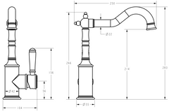 ACL Clasico Sink Mixer Hook Spout - Matte Black