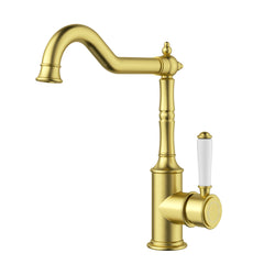 ACL Clasico Sink Mixer with Ceramic Handle - Brushed Gold