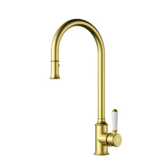 ACL Clasico Sink Mixer Pull-out with Ceramic Handle - Brushed Gold