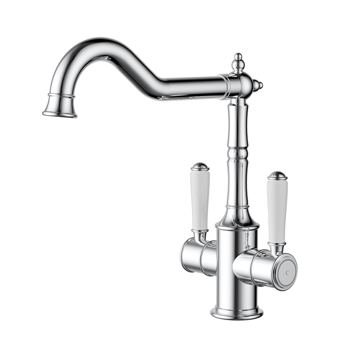 ACL Clasico Sink Mixer Twin Handle with Ceramic Handle - Chrome