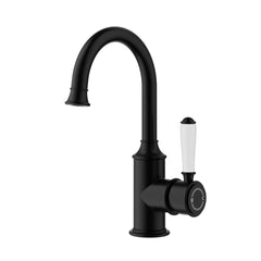 ACL Clasico Basin Mixer Gooseneck with Ceramic Handle - Matte Black