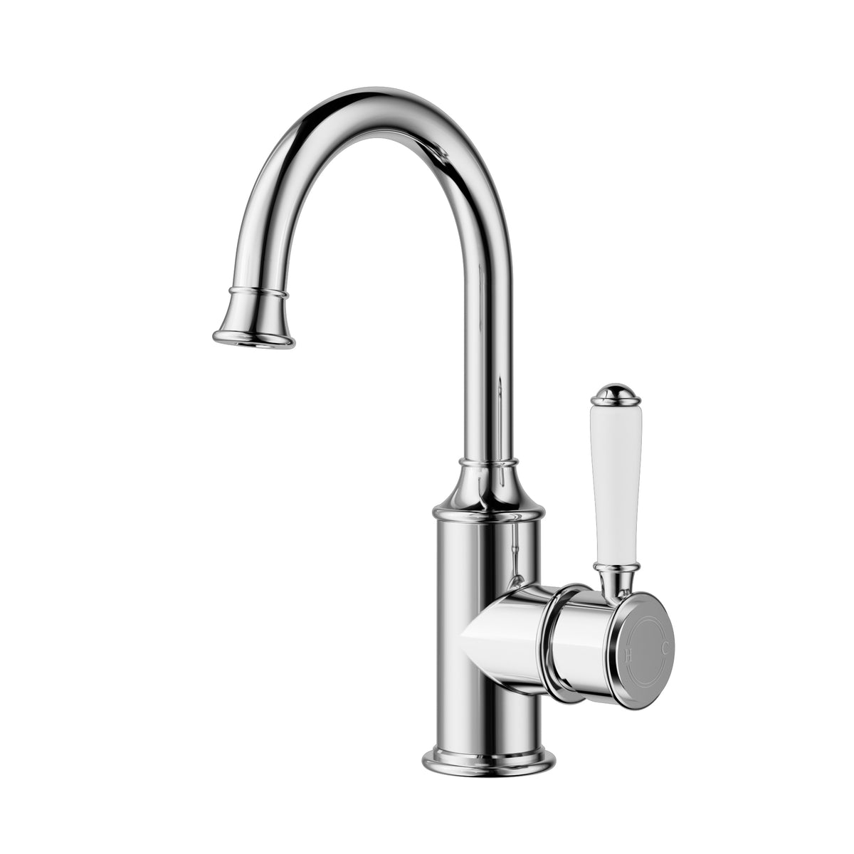 ACL Clasico Basin Mixer Gooseneck with Ceramic Handle - Chrome