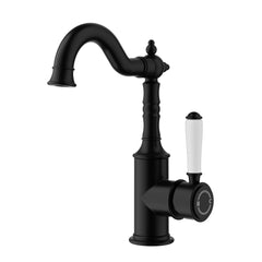 ACL Clasico Tall Basin Mixer Hook Spout with Ceramic Handle - Matte Black