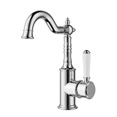 ACL Clasico Tall Basin Mixer Hook Spout with Ceramic Handle - Chrome