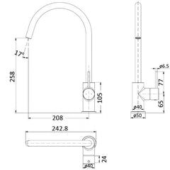 Ikon Hali Sink Mixer Gun Metal