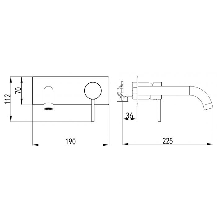 Ikon Hali Wall Combination Mixer Curved Spout Chrome