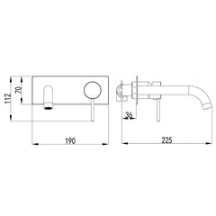 Ikon Hali Wall Combination Mixer Curved Spout Brushed Nickel
