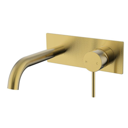 Ikon Hali Wall Combination Mixer Curved Spout Brushed Gold