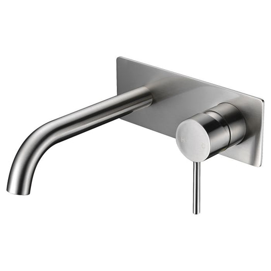 Ikon Hali Wall Combination Mixer Curved Spout Brushed Nickel