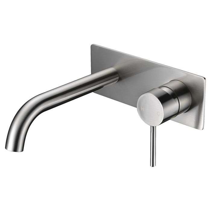 Ikon Hali Wall Combination Mixer Curved Spout Brushed Nickel