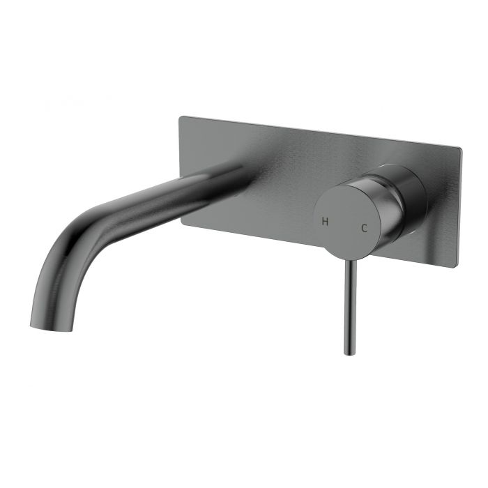 Ikon Hali Wall Combination Mixer Curved Spout Gun Metal