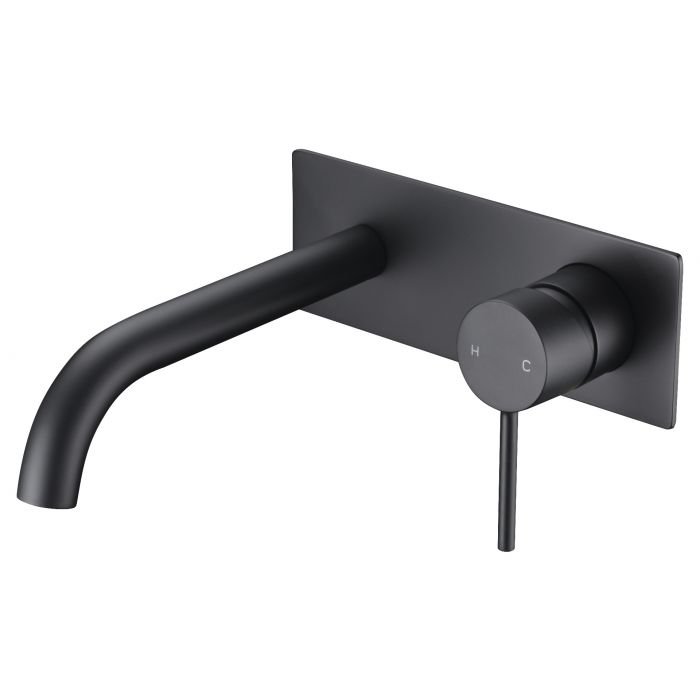 Ikon Hali Wall Combination Mixer Curved Spout Matte Black