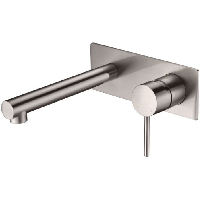 Ikon Hali Wall Combination Mixer Straight Spout Brushed Nickel